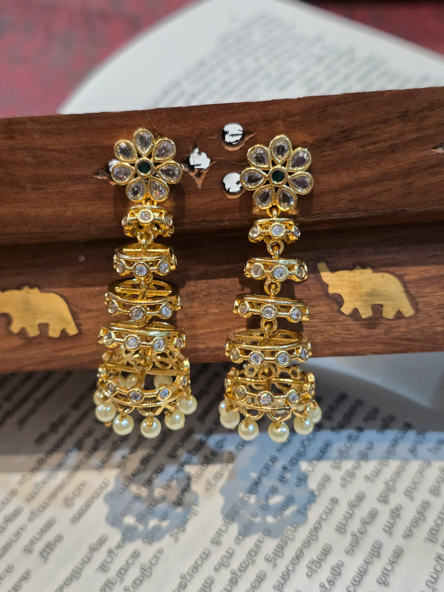 Grand Tiered Kundan Drop Earrings