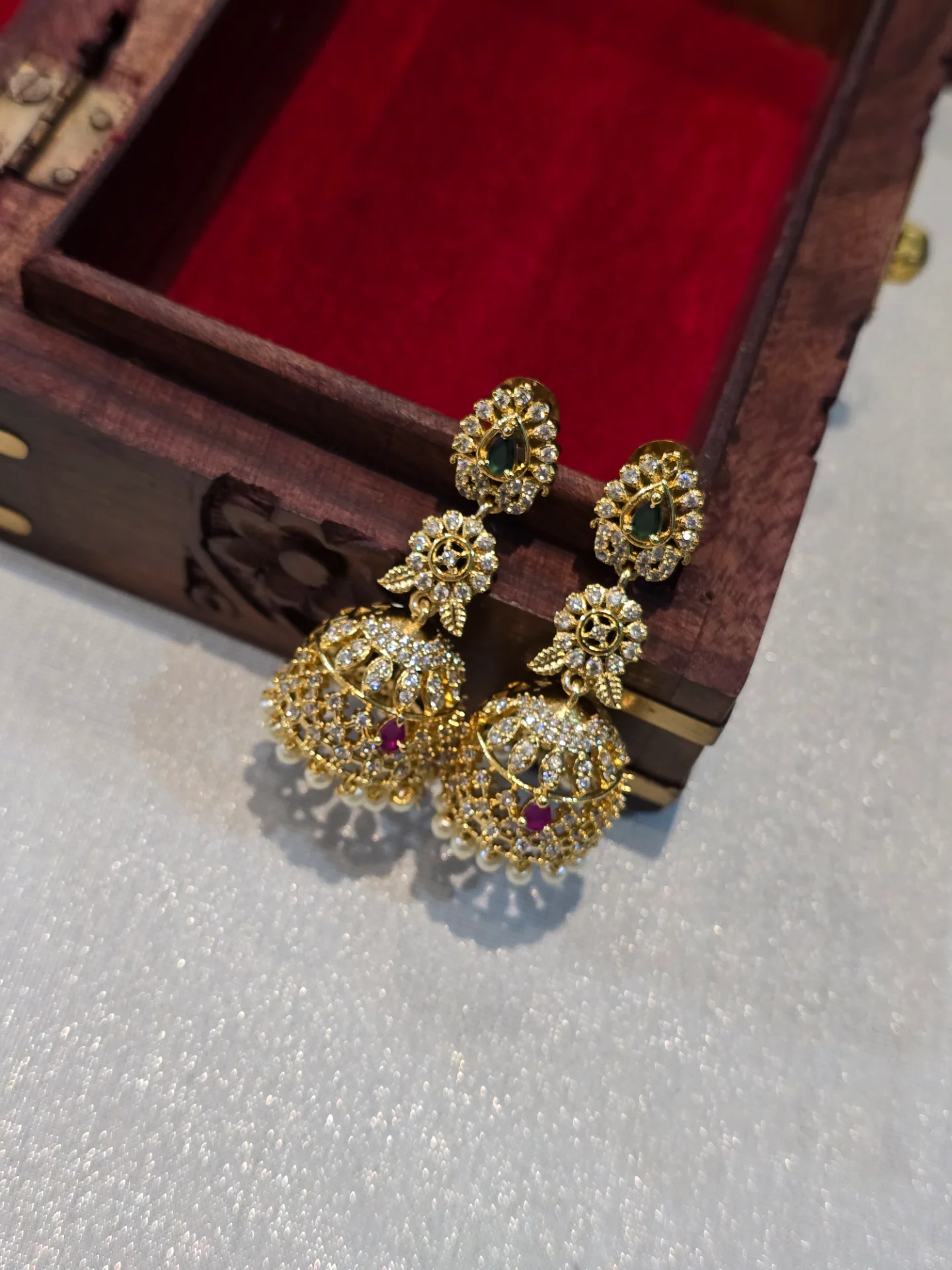 Grand AD Stone Floral Jhumka