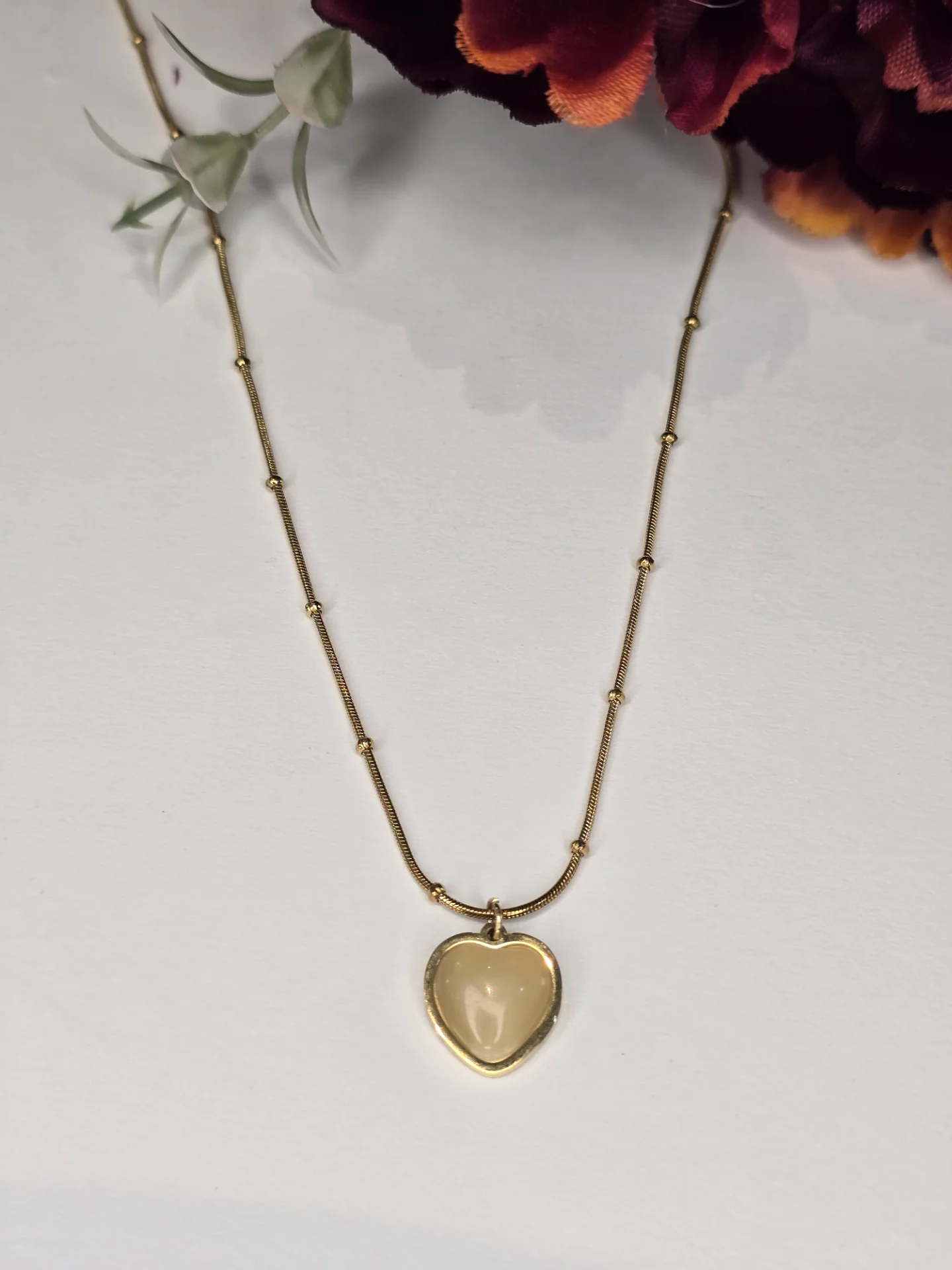 White Sapphire Pearl Heart Necklace